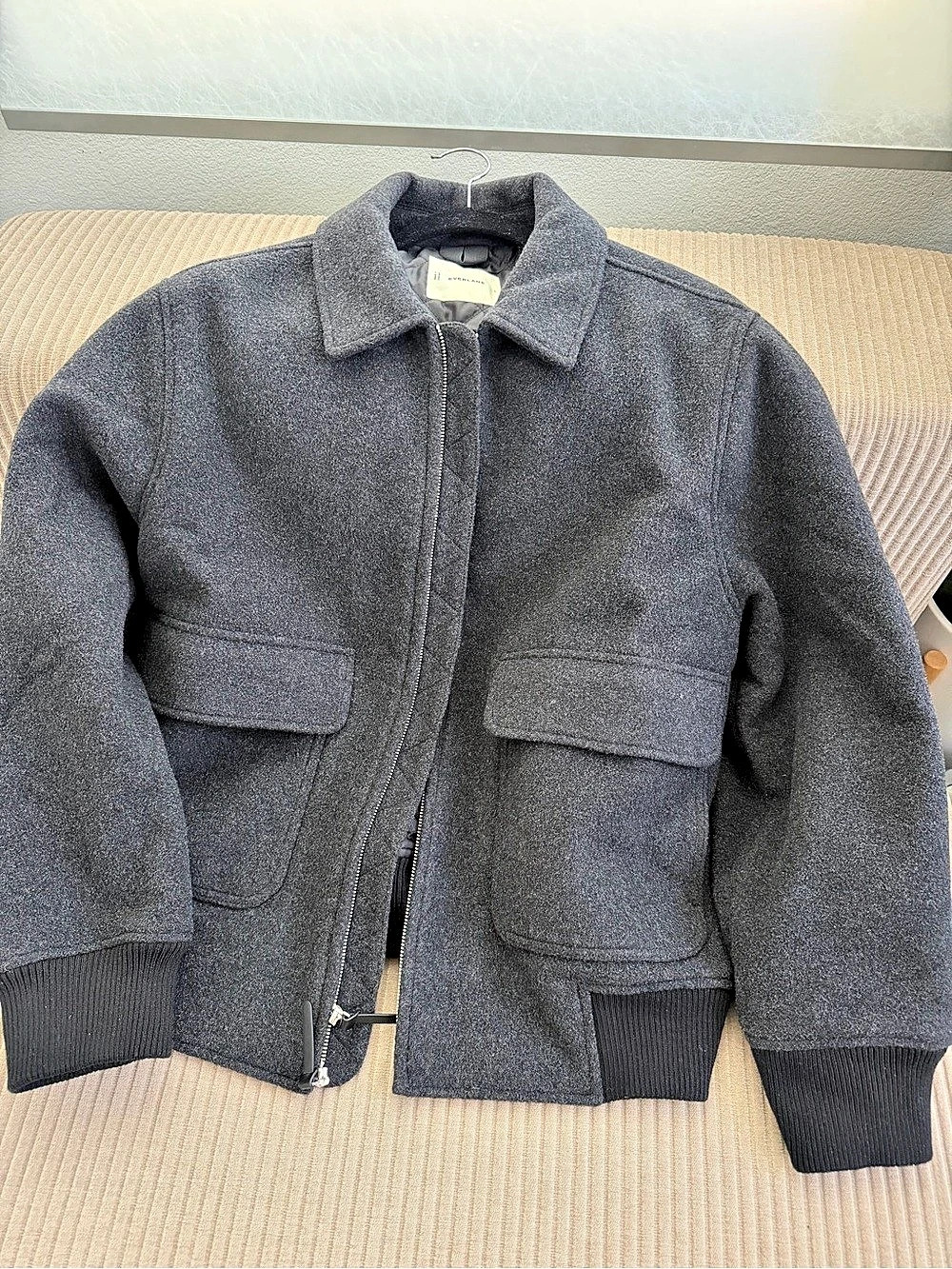 Everlane Men’s The Wool Bomber Wool-Blend Bomber Jacket Gray Large